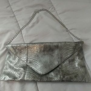 Charlotte Russe Grey Snakeskin Clutch